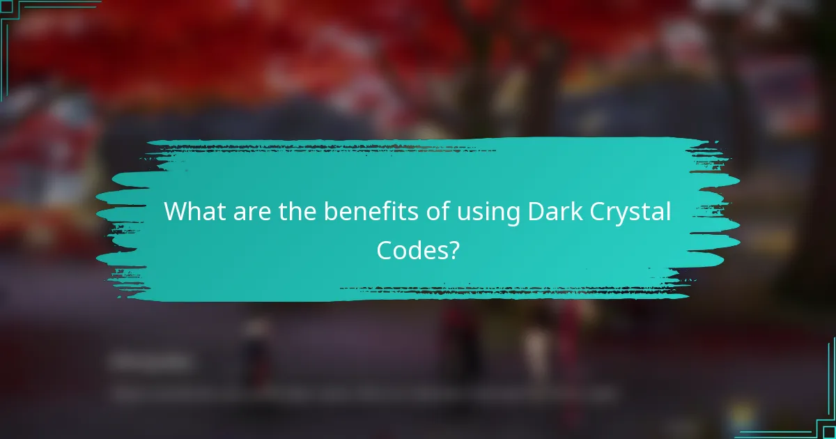 What are the benefits of using Dark Crystal Codes?