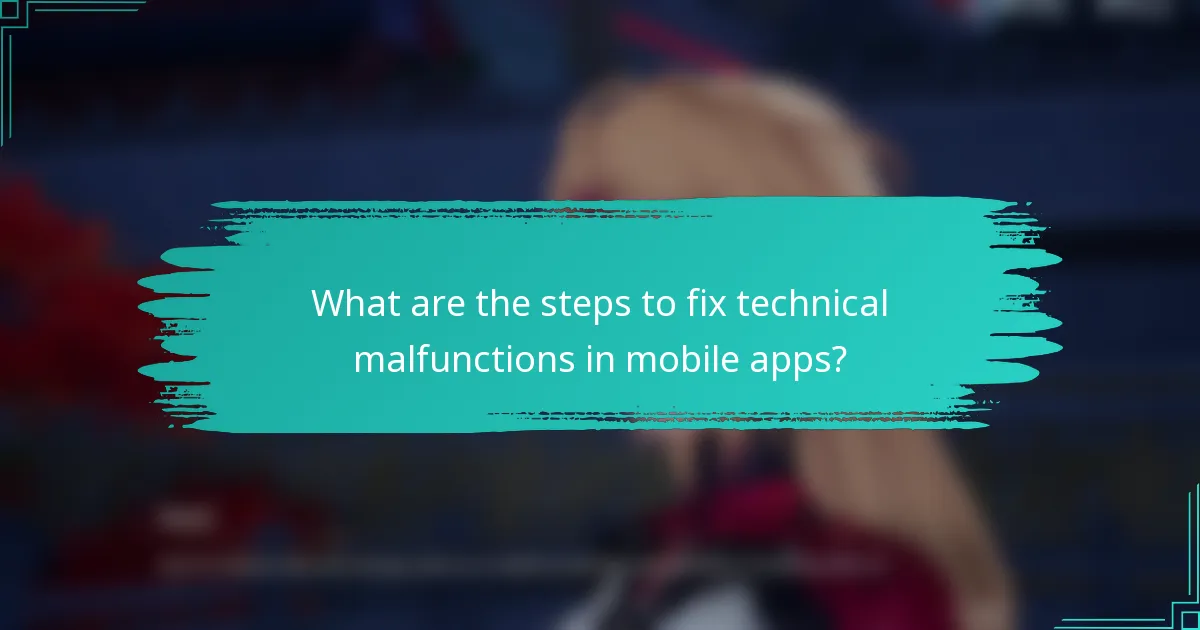 What are the steps to fix technical malfunctions in mobile apps?